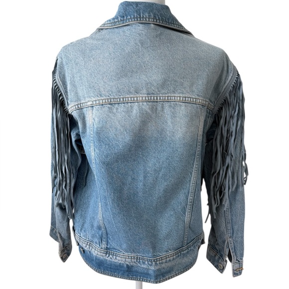 Free People After Hours Fringe Denim Jacket XS Oversized Western Boho Sold Out - Picture 4 of 13